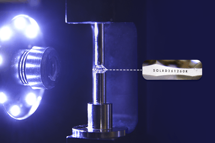 The image is of SGL Labs website page which shows how to find the girdle of a diamond . When looking at a diamond from the top, the girdle is the part of the stone that creates the outline. From the side, the girdle separates the pavilion, or bottom, from the crown, the set of facets around the top.