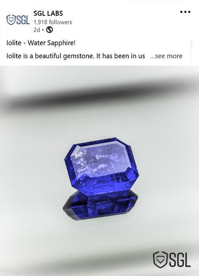 LinkedIn post on Iolite stone which is also known as water sapphire.