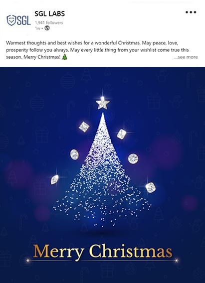 Chirstmas post of SGL Labs's LinkedIn Page.