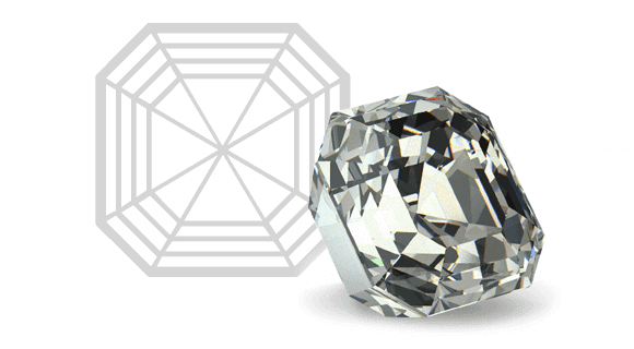 Asscher shaped diamond is octagonal and resembles a blend of princess cut and emerald cut.