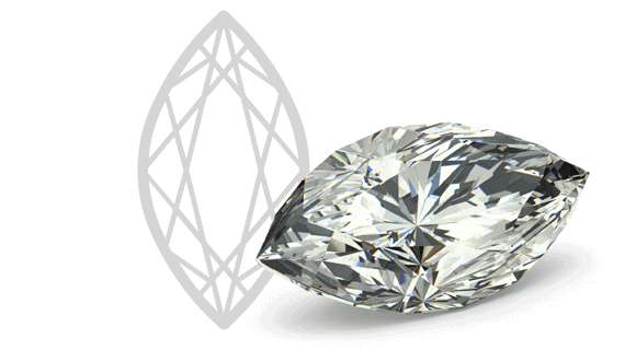 Also known as “boat cut” or “eye cut”, this Marquise diamond shape complements long and slender fingers in rings.