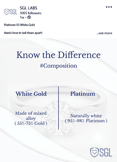Screenshot of our post on know the difference between White Gold and platinum.