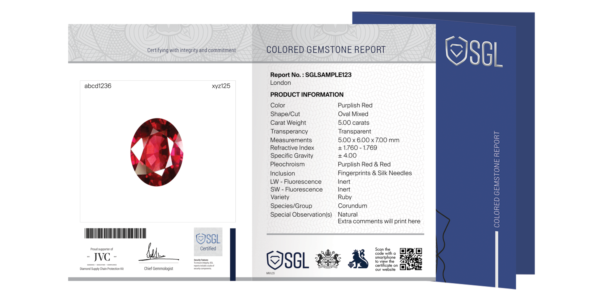 Colored Gemstone Report SGL Labs