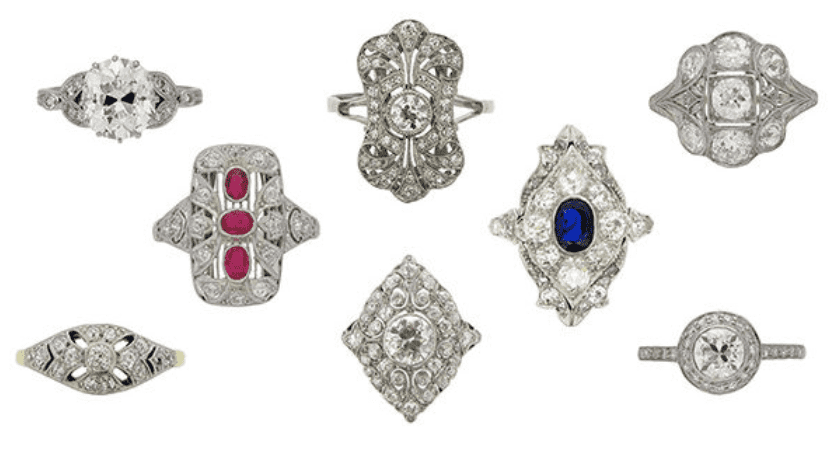 rings studded with diamonds emerald and rubies, The Edwardian era as the name suggests follows the reign of British King Edward. He was the last monarch to serve as the namesake in jewellery history.