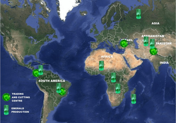 Where are Emeralds found on Earth