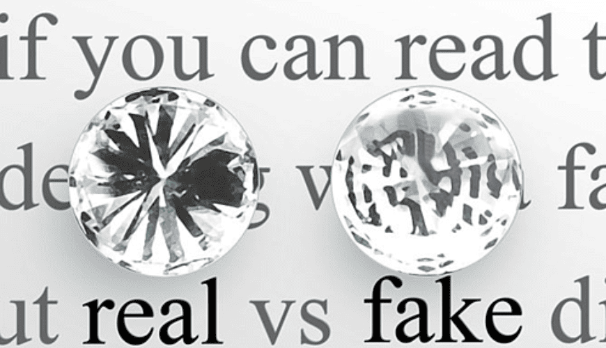 Differences between a real and fake diamond image