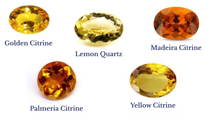 Citrine colour range - golden citrine, lemon quartz, madeira citrine, palmers citrine and yellow citrine