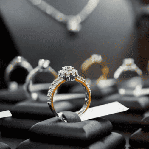 diamond studded engagement ring for women