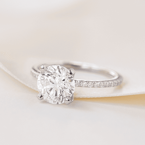 close up image of a diamond engagement ring